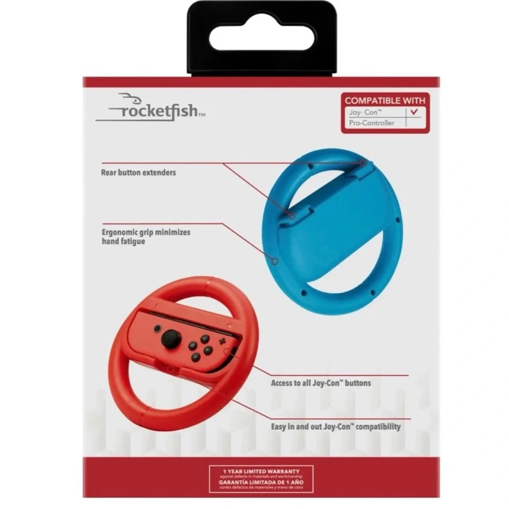 Rocketfish Joy Con Racing Steering Wheel 2 Pk. for Nintendo Switch Red/Blue- NWT
